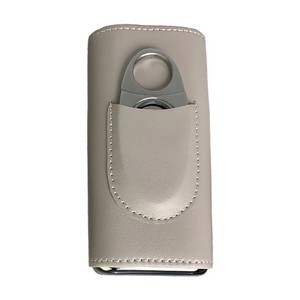 3 Finger Leather Cedar Wood Lined Cigar Case with Cutter 6