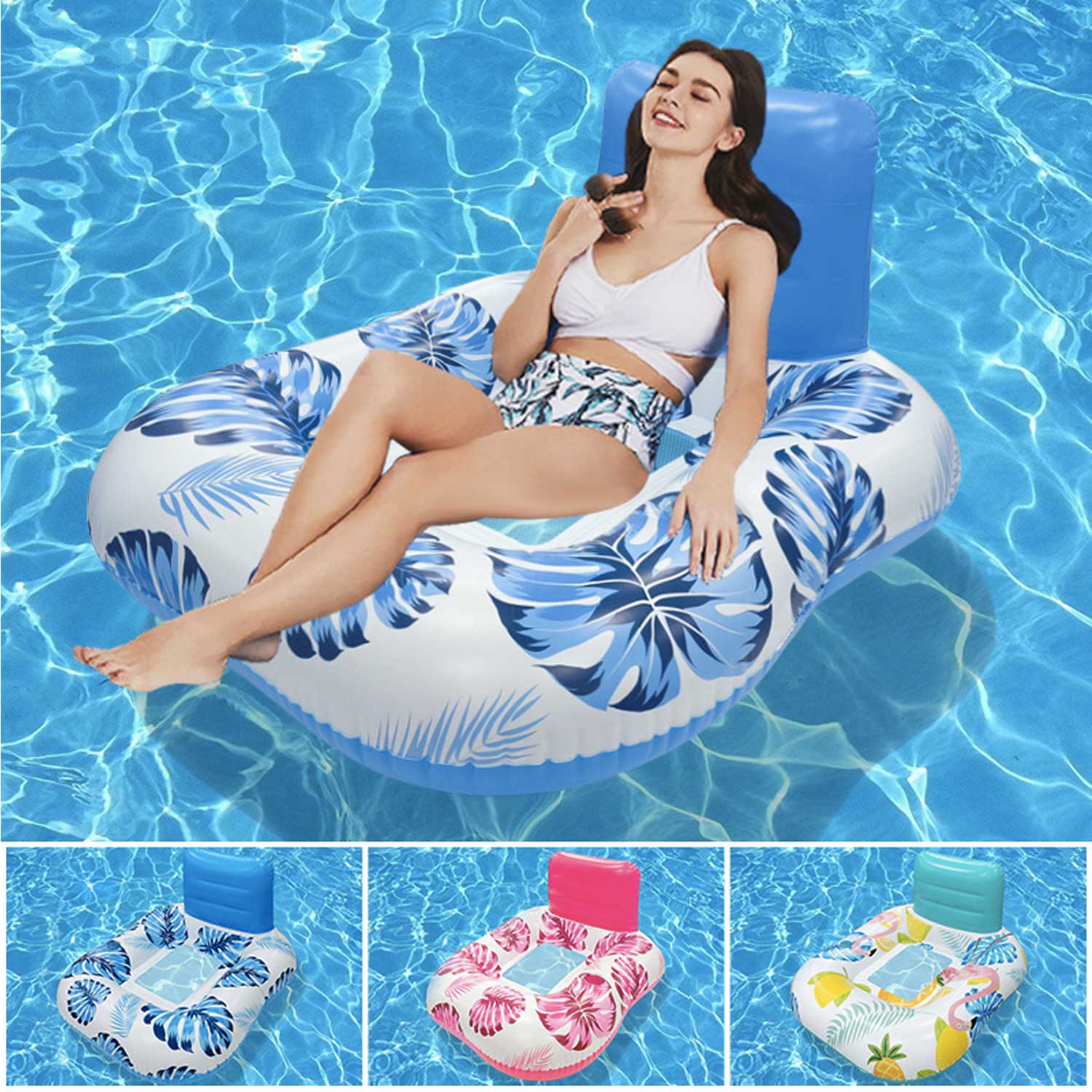 Inflatable Lounge Float – Foldable Backrest 16