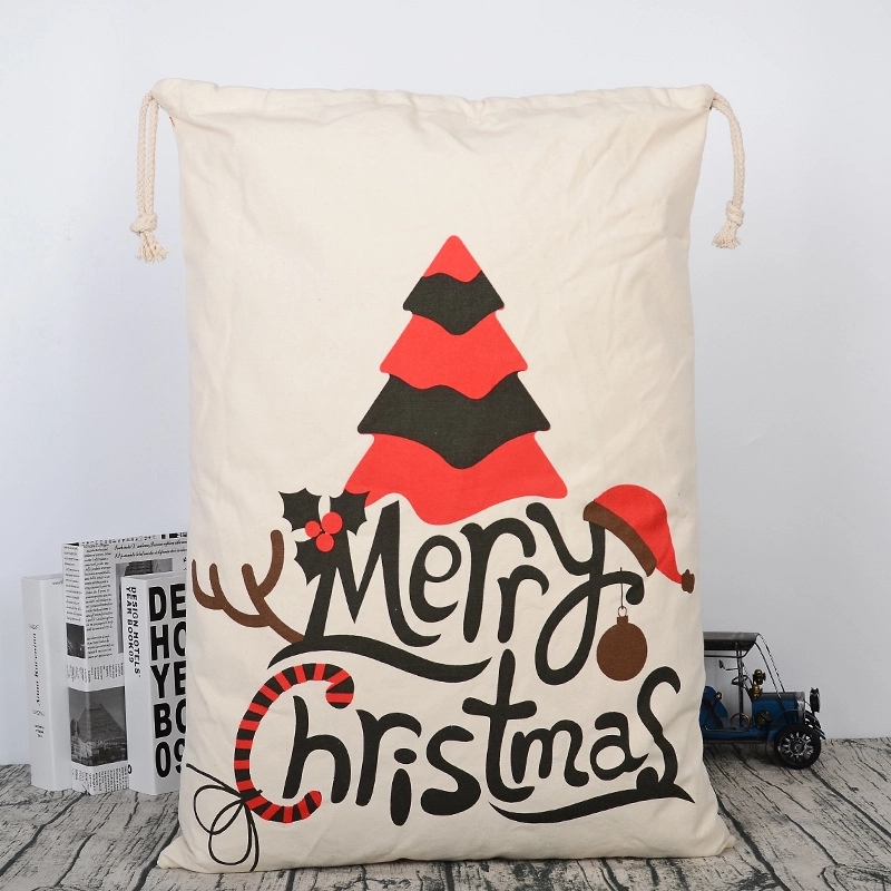 Large Christmas Canvas Gift Bag with Drawstring 16