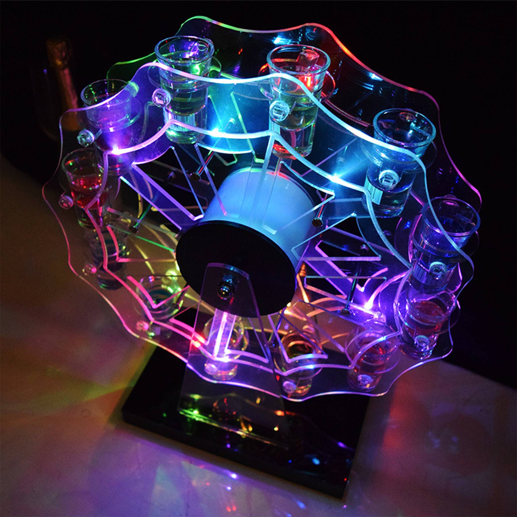 Acrylic LED Ferris Wheel Cup Holder Glow Contains Glass 5