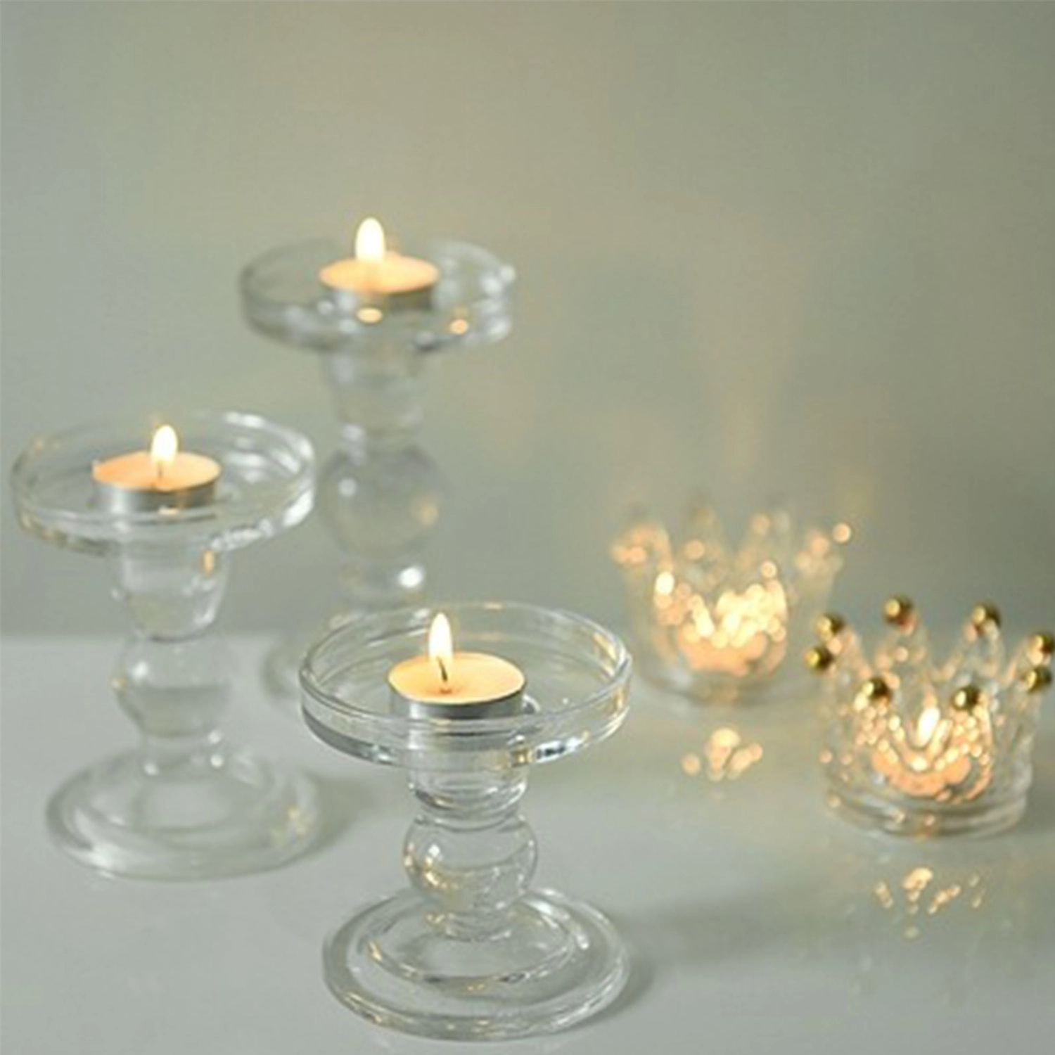 Glass Taper Candlestick For Pillar Candles 4