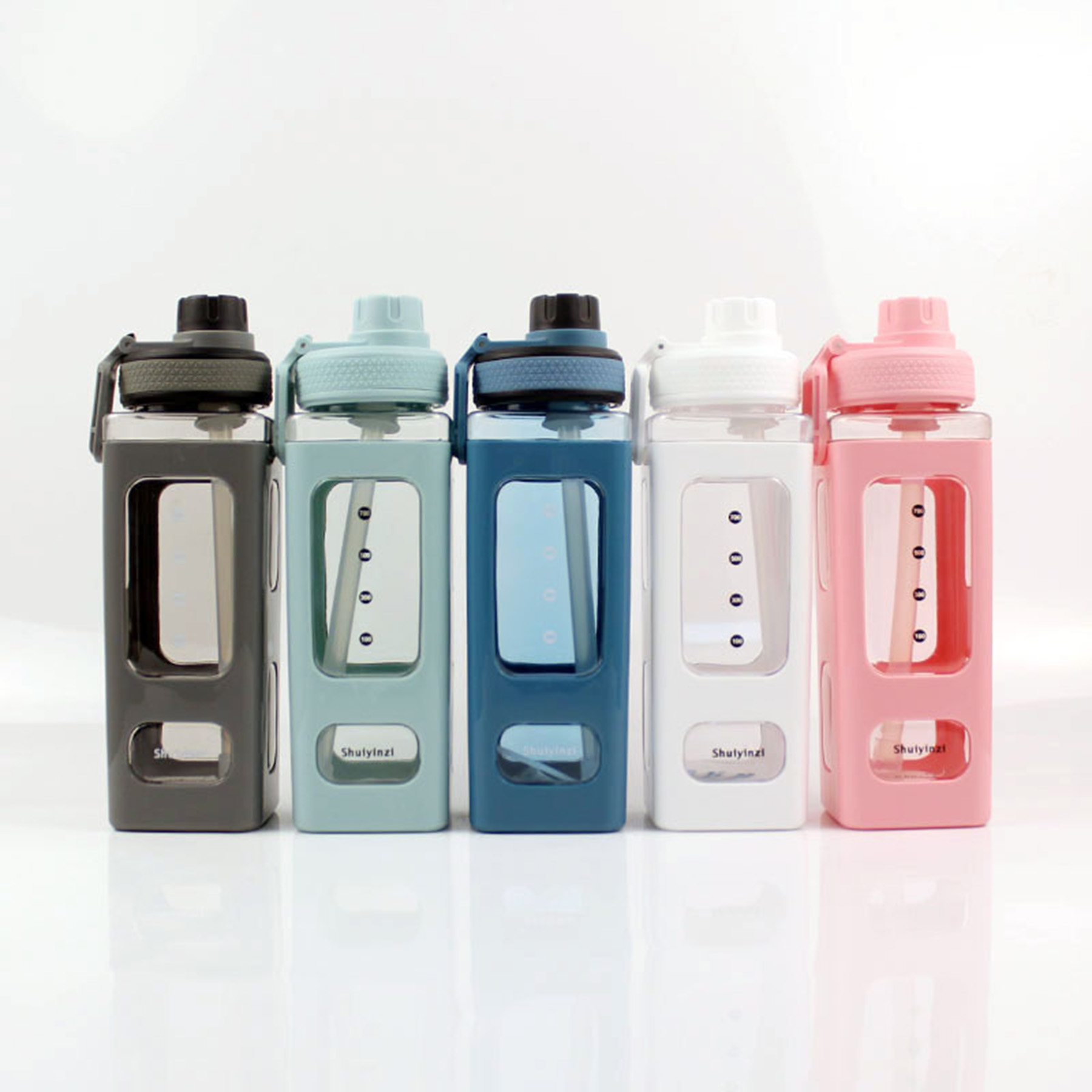Square Drinking Bottle With Straw 3