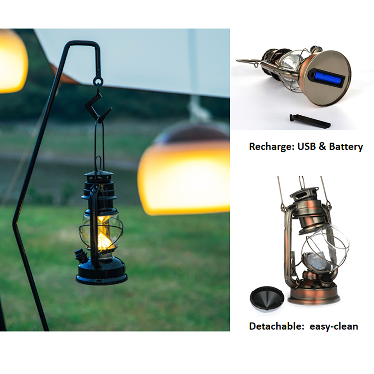 Vintage LED Hurricane Lantern with Dimmer Switch 2