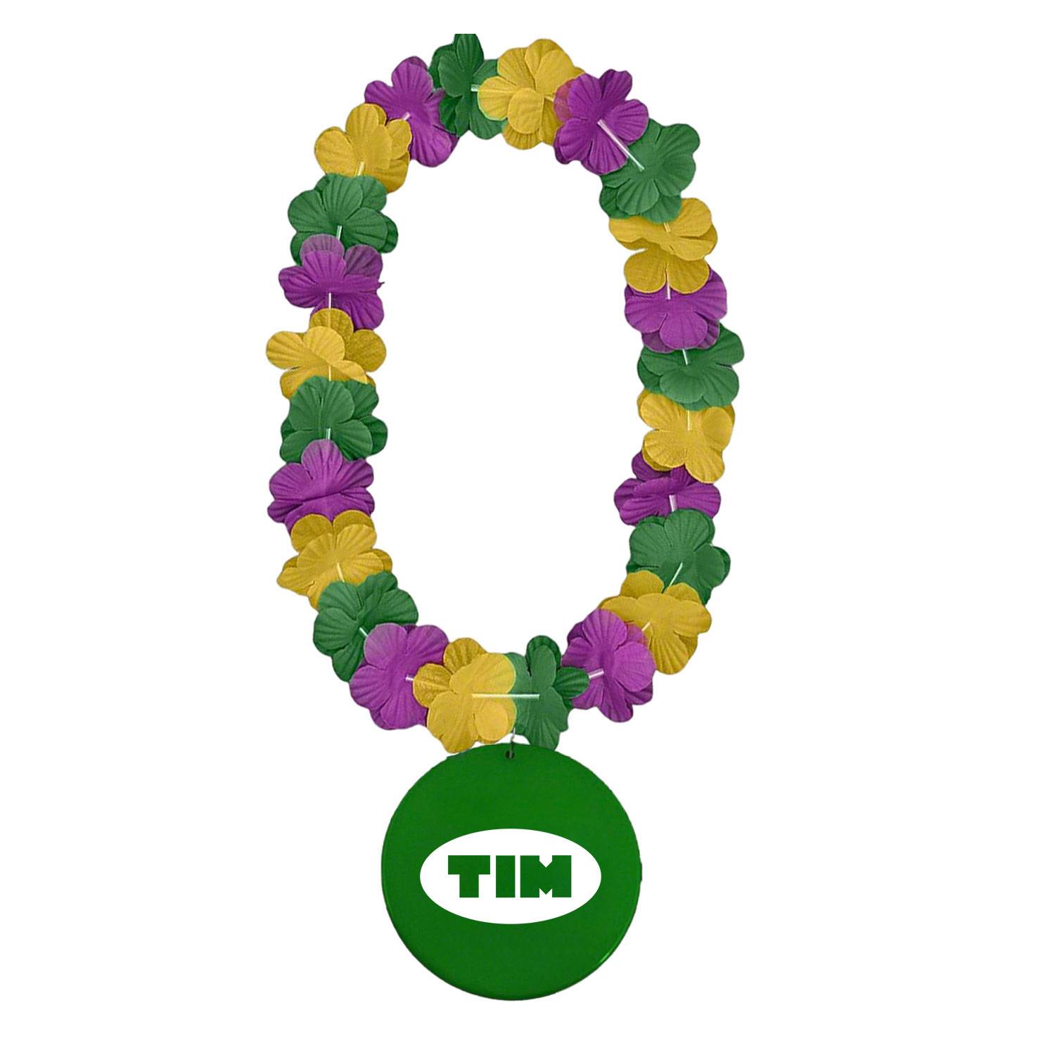 Purple Green & Gold Flower Lei Necklace 3