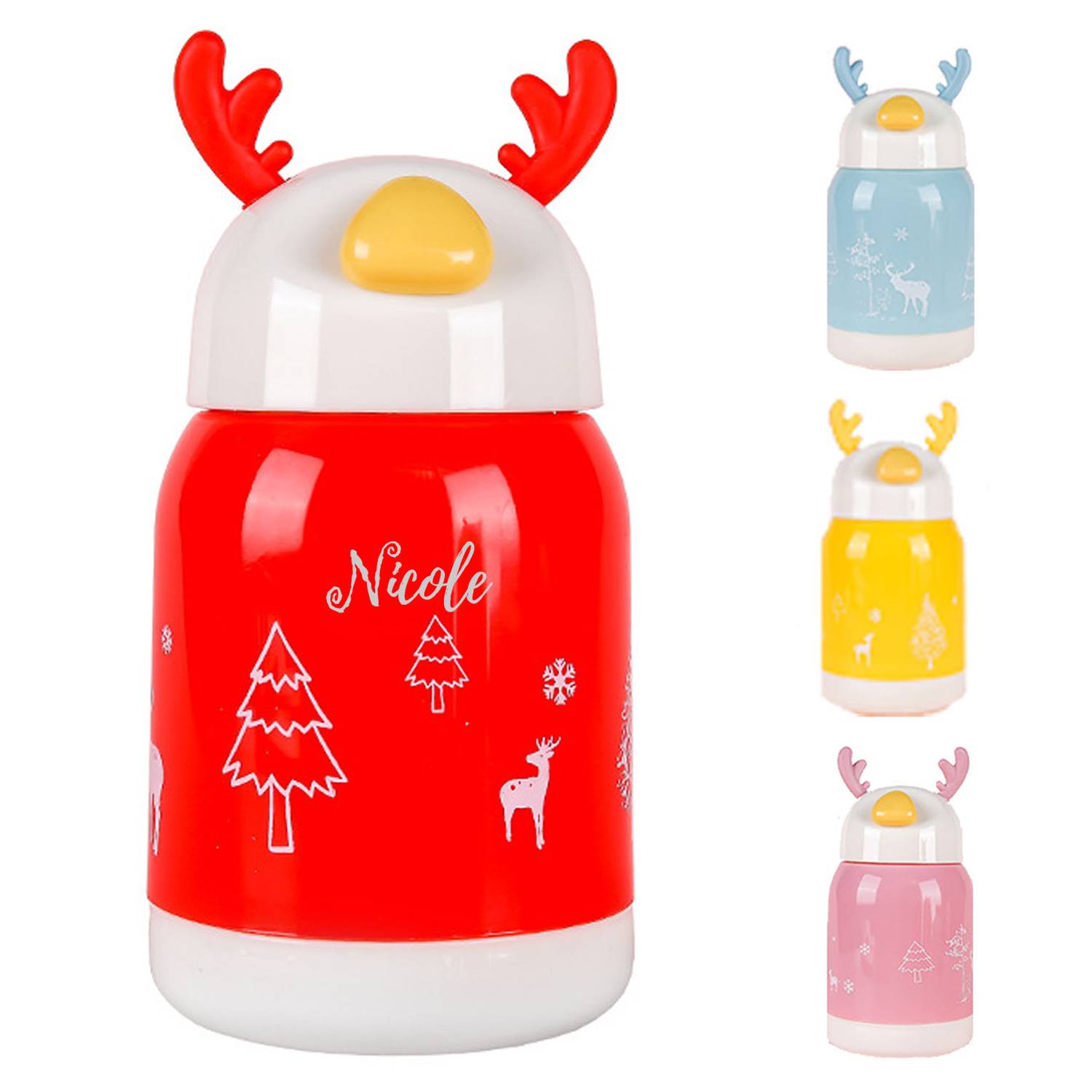 Christmas Antlers Cute Glass Cup 5