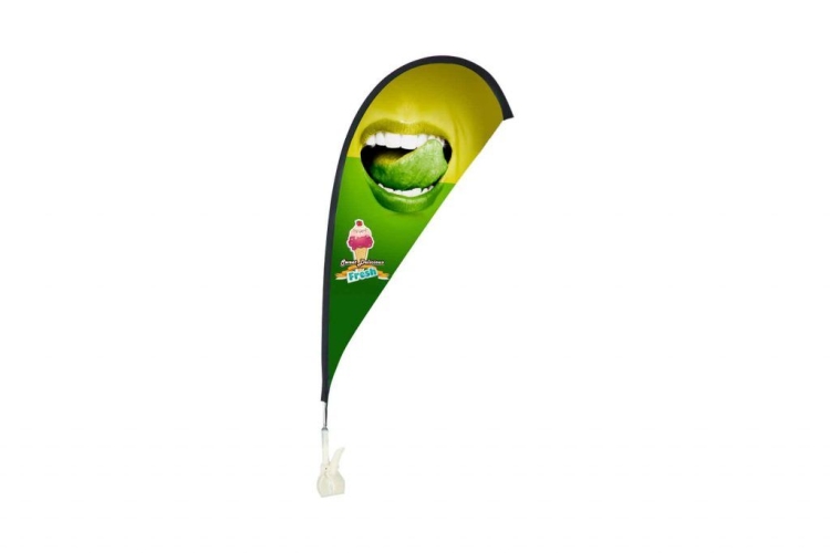 12"x24" Teardrop Mini Flag - Clip Base - 2 Side Imprint 1