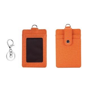 PU Leather 2 Pockets Card Holder Key Chain 9