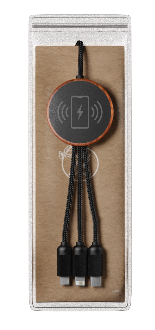 SCX Innovative Design™ 5-in-1 Bamboo 5W Wireless Charging Cable 6