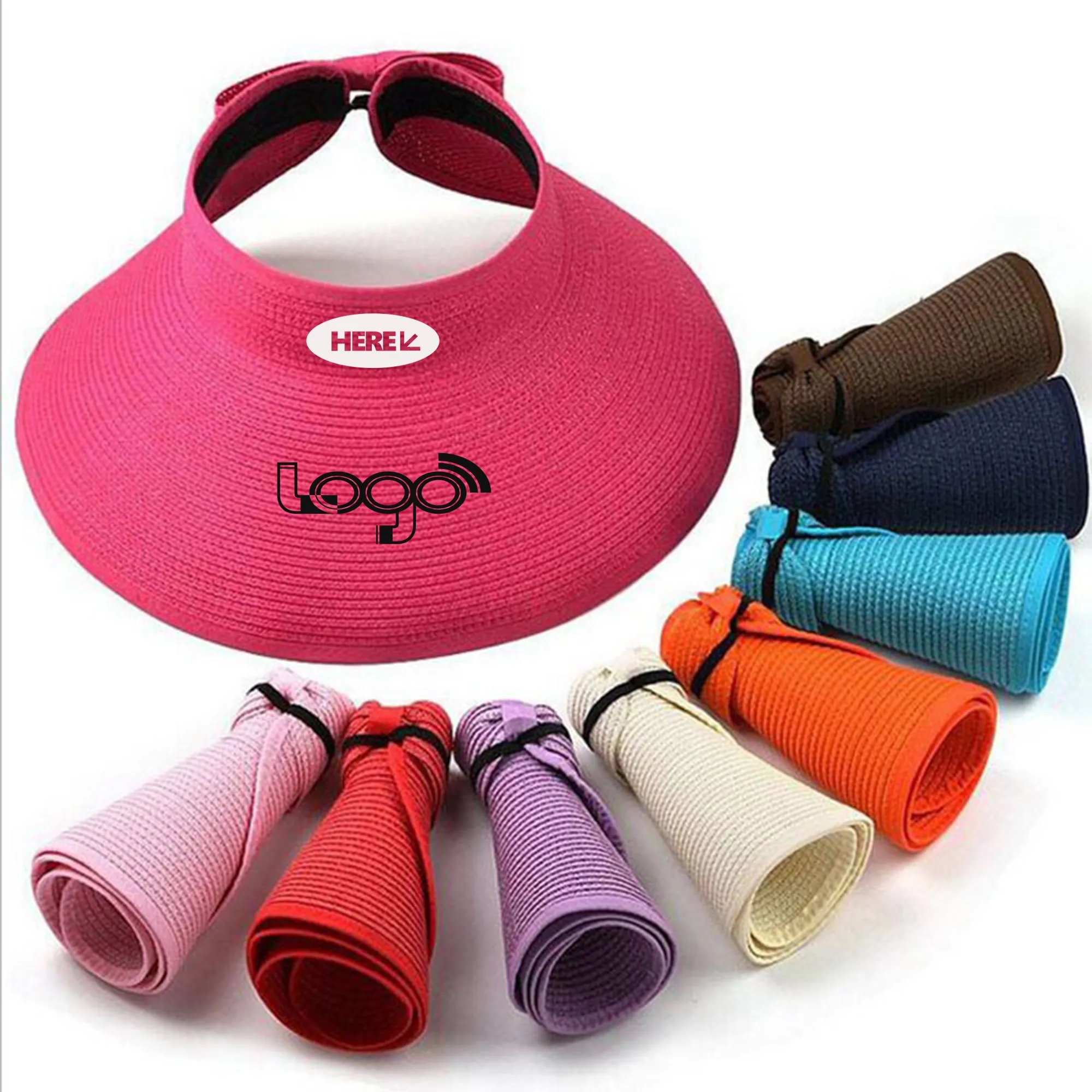 Embroidery Foldable Straw Visors 2
