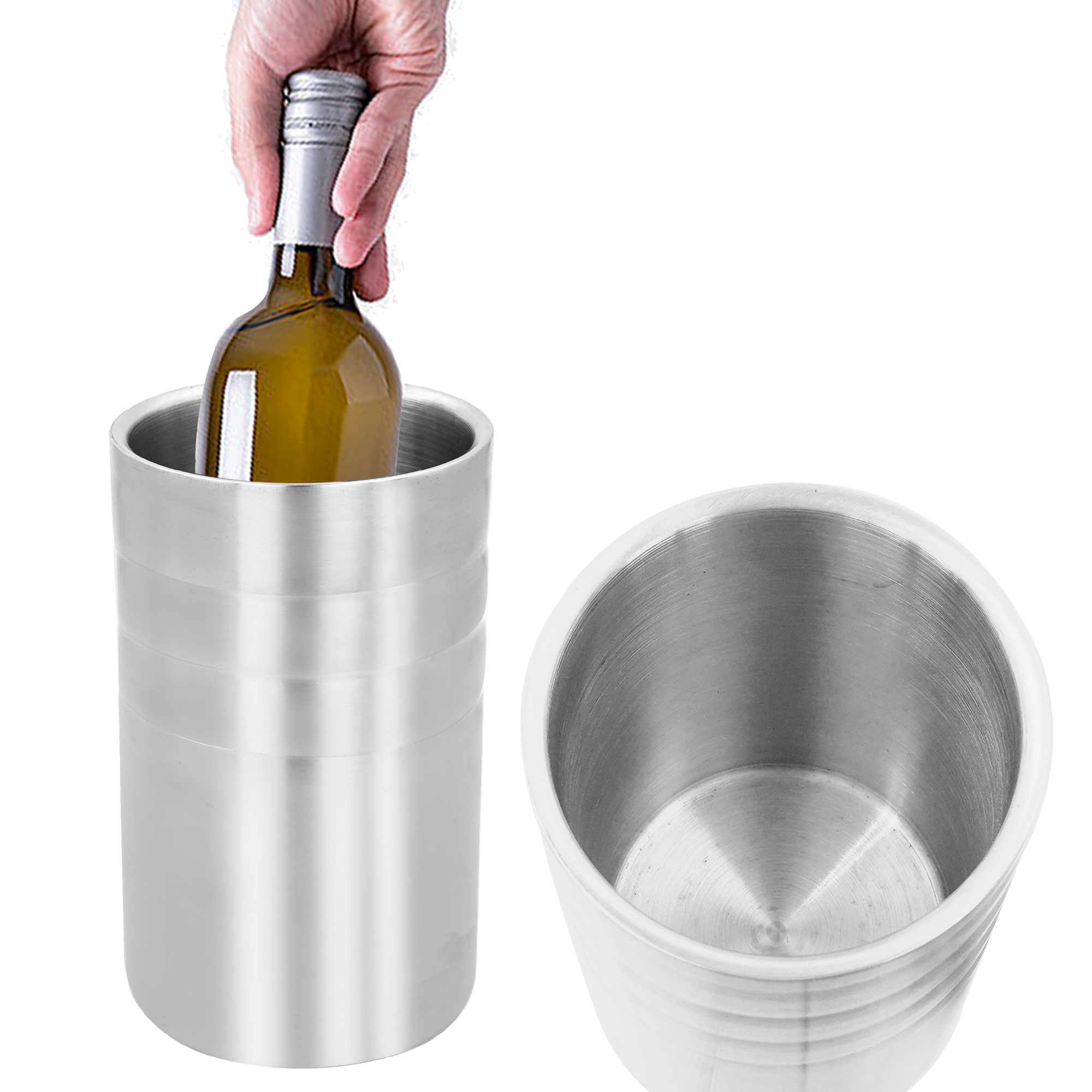 Double-walled stainless steel wine holder, custom koozie with logo imprint 2