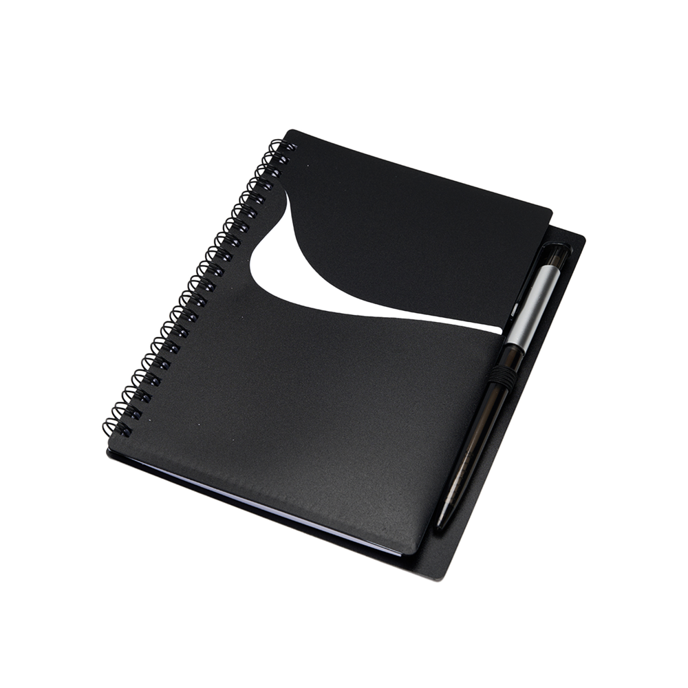 Wavy Design PP Cover RIng Notebook with Matching Pens