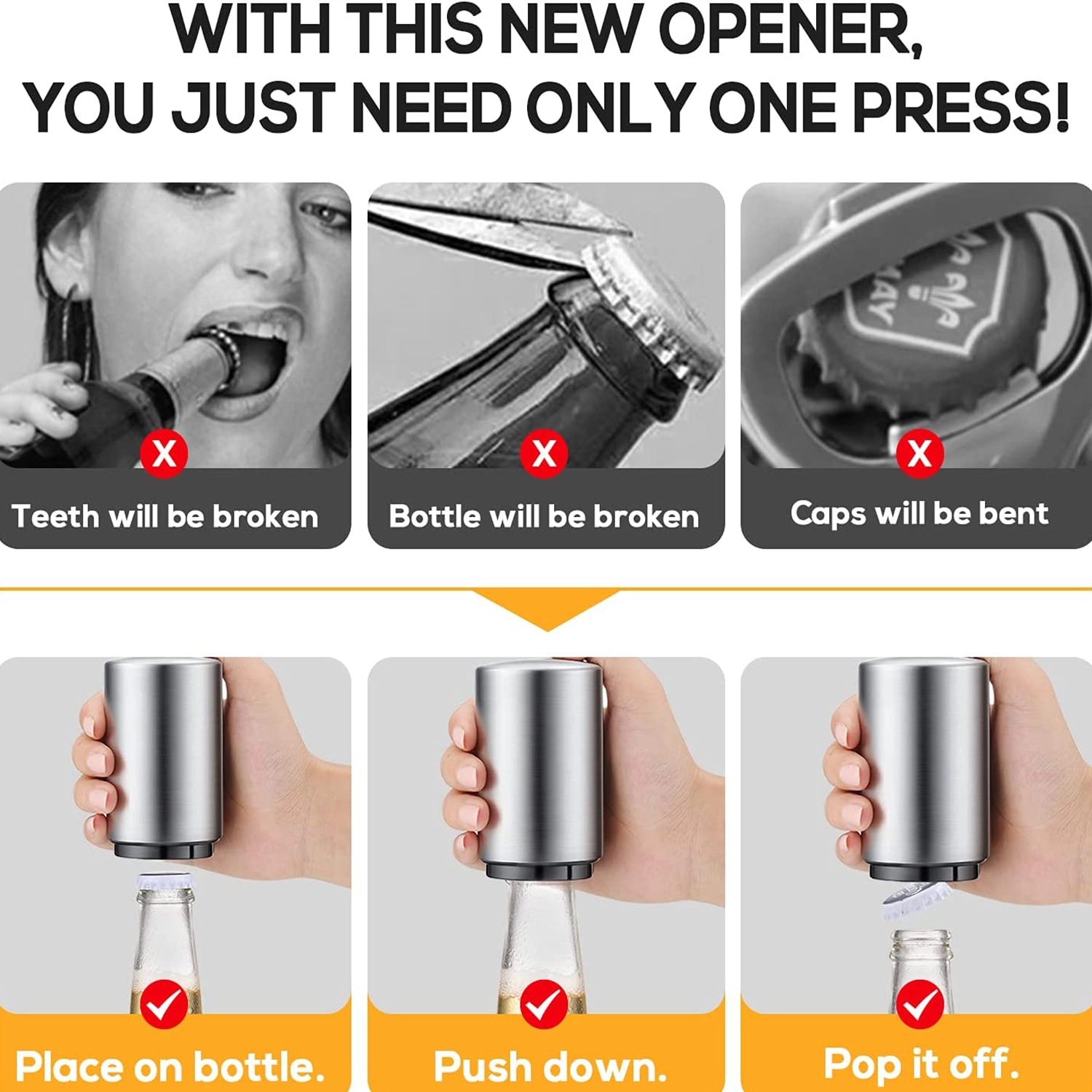 Stainless Steel Automatic Bottle Opener 2