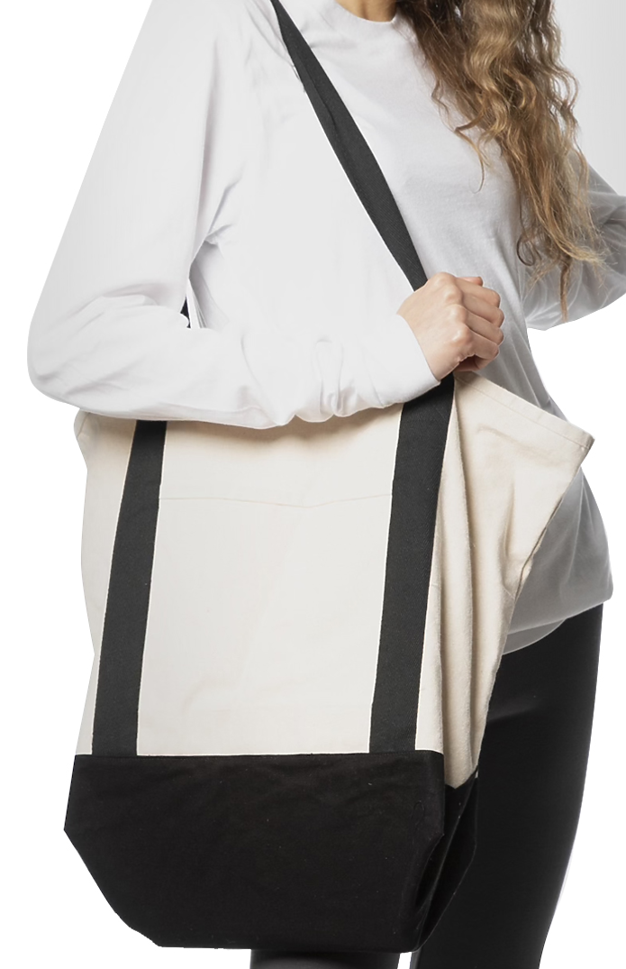 Organic Canvas Large Two Tone Tote, custom tote bag with logo imprint 2