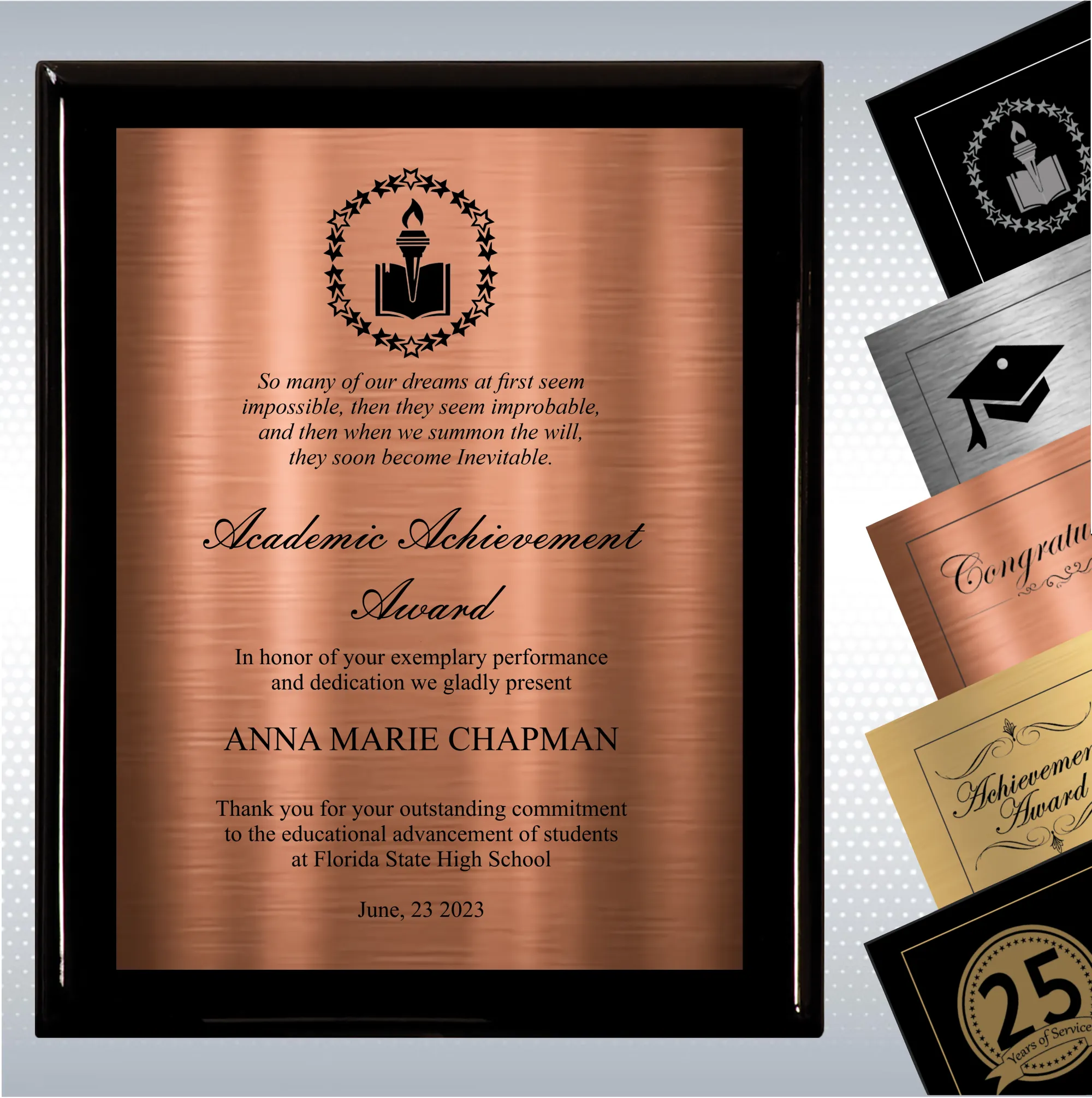 Black Piano Finish Wood Plaque Academic Achievement Gift 3