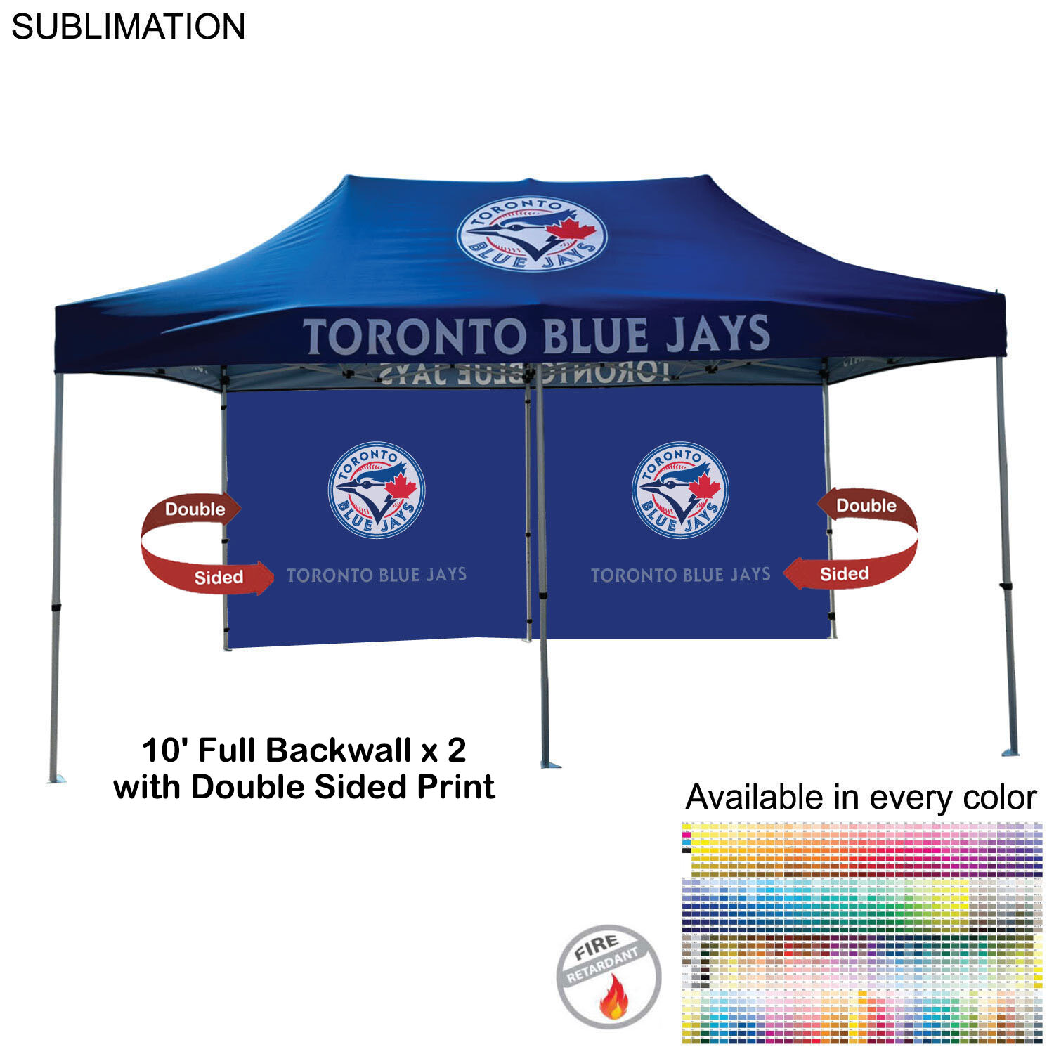 48 Hr Quick Ship - 10' Back Wall for 10x20 Tent Kit, Sublimated, Double Sided Print 4