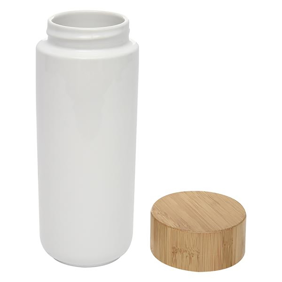 Imari 10oz Double Wall Ceramic Mug With Bamboo Lid 12