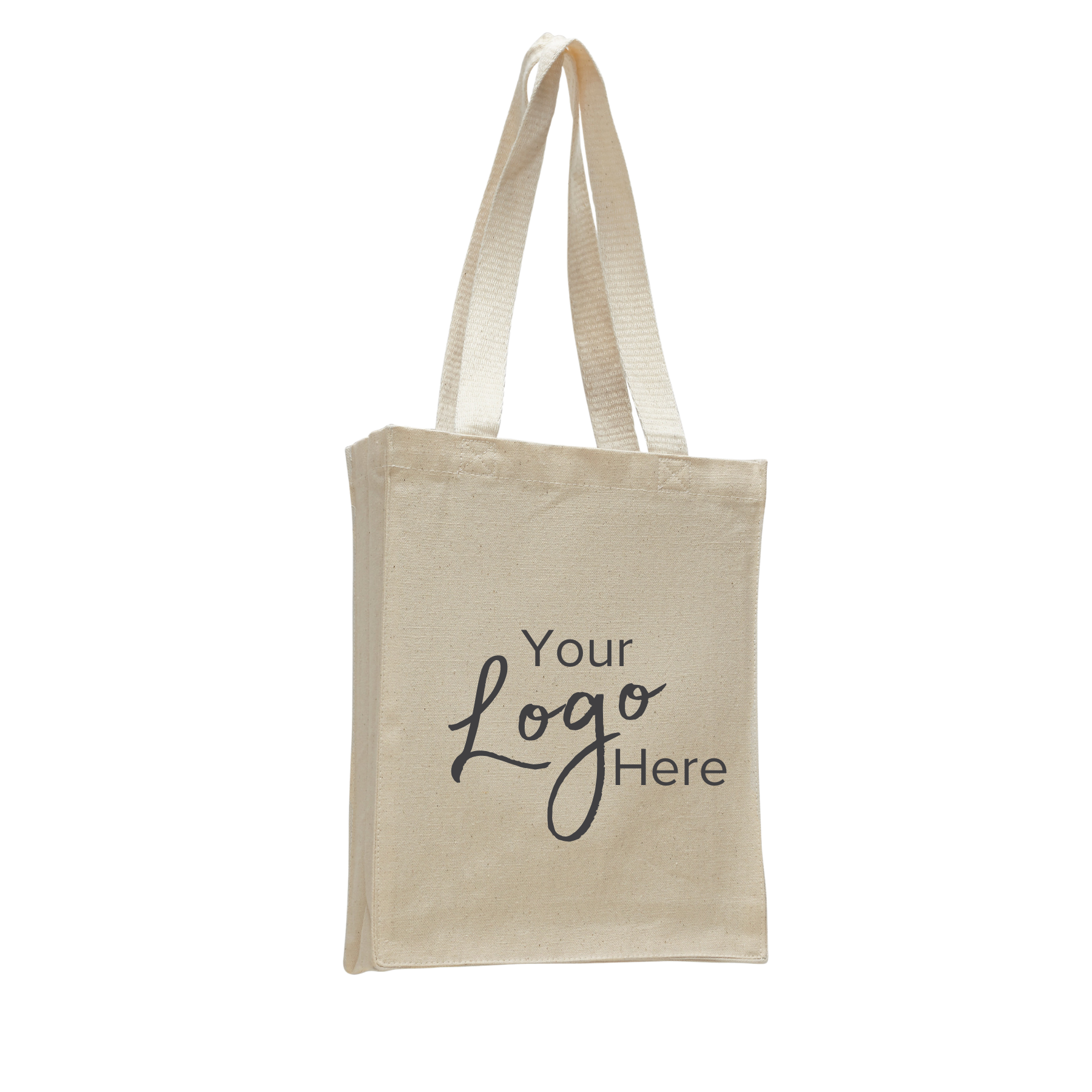 Canvas Book Bag 10" W x 12" H with 3" Gusset, custom tote bag with logo imprint 18