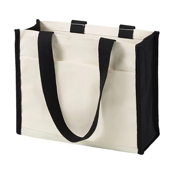 Custom Cotton Gusset Accent Box Tote - 14"w x 12"h x 6"d, custom tote bag with logo imprint 3