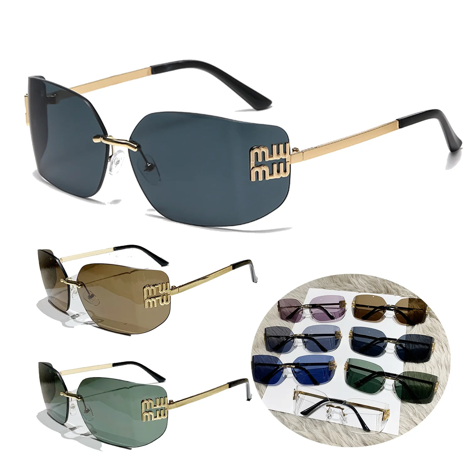 Metal Rimless Sunglasses For Women 5