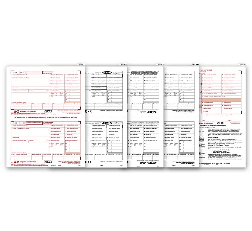 W-2 Tax Forms Kit, Laser, 4-Part 1