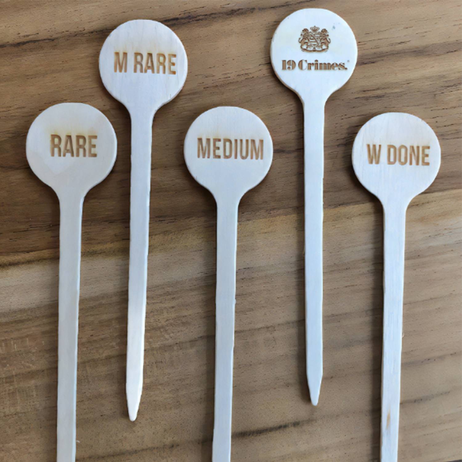 Steak Meat Markers Wood Sticks Temperature Doneness 4