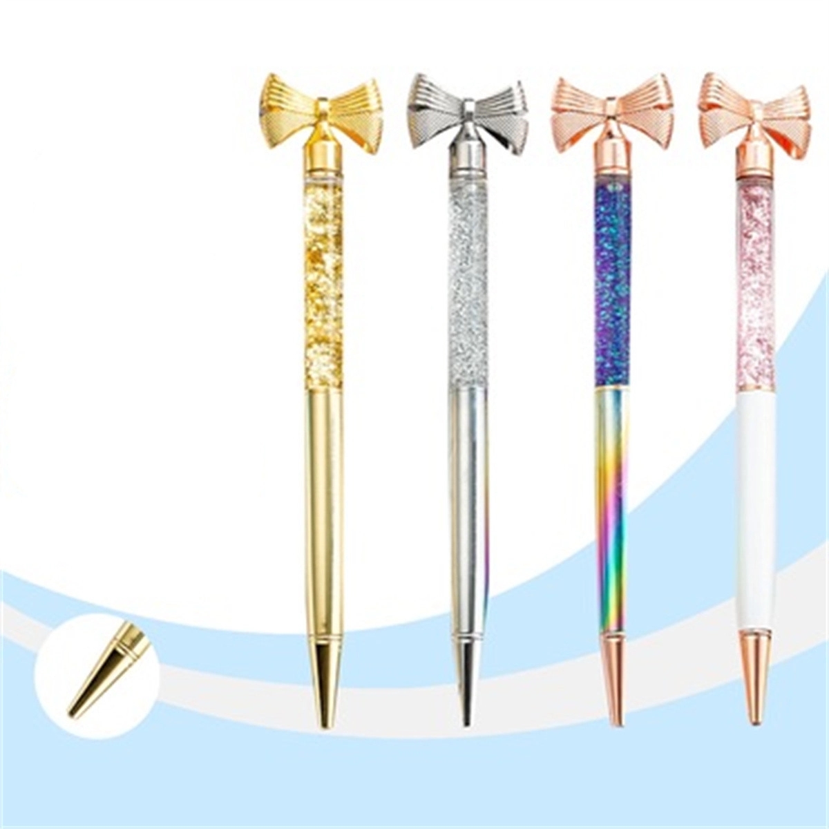 Cute Bow Liquid Glitter Oil Creative Ballpoint Pen 6