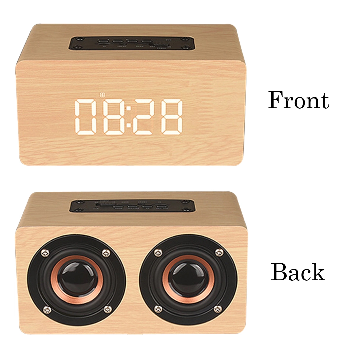 Wooden Bluetooth Speaker With Alarm Clock 3