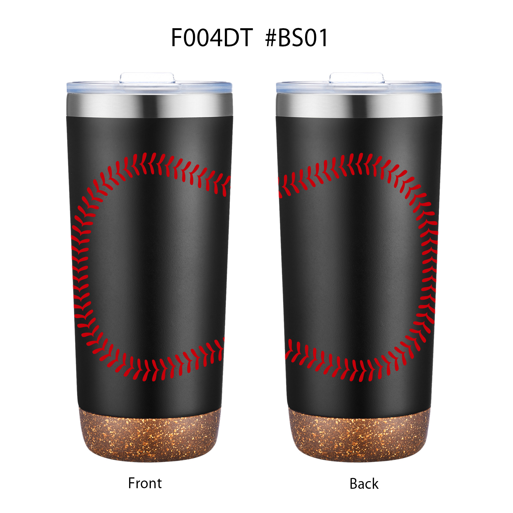 22 oz. Baseball Design Double Wall Steel Cork Bottom Tumbler 6
