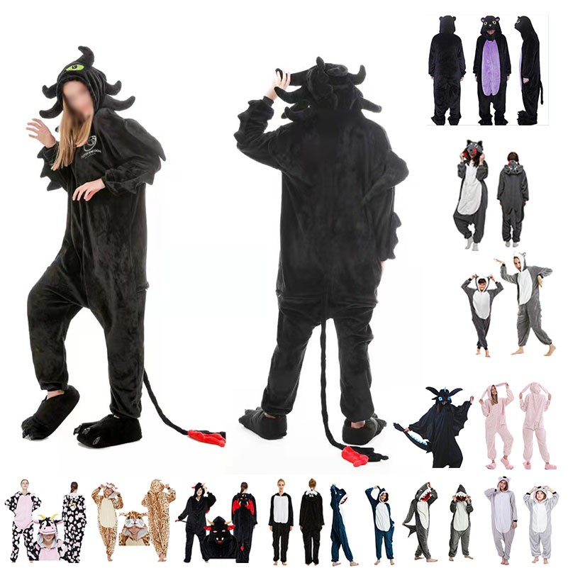 Flannel Coral Velvet Cartoon Animal Onesie Pajamas Home Clothes 1