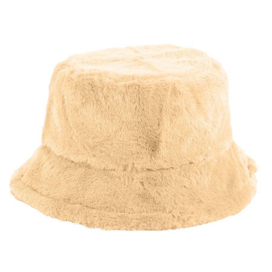 Solid Color Faux Fur Bucket Hat with Custom Logo 2