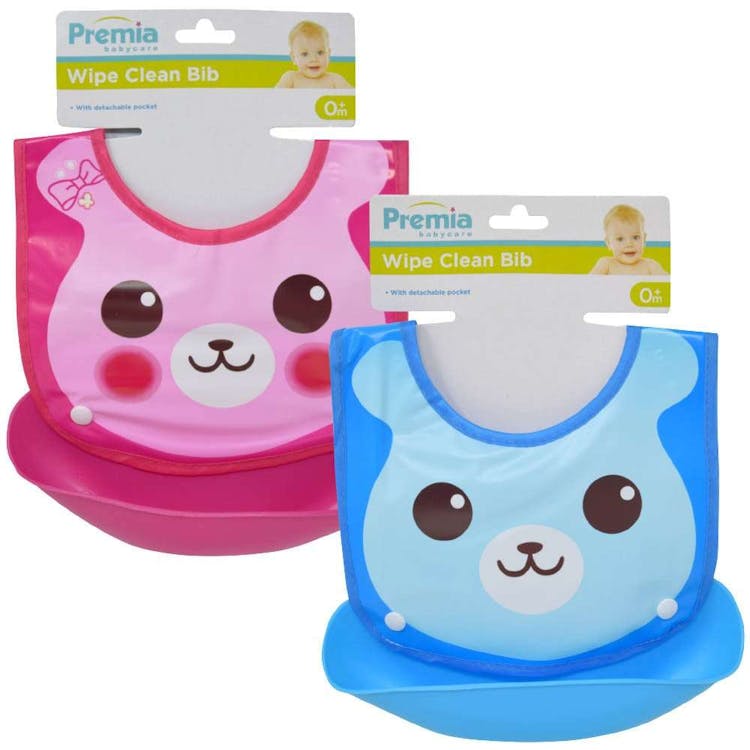 Premia Baby Bib w/ Fabric Back & Detachable Catcher 2