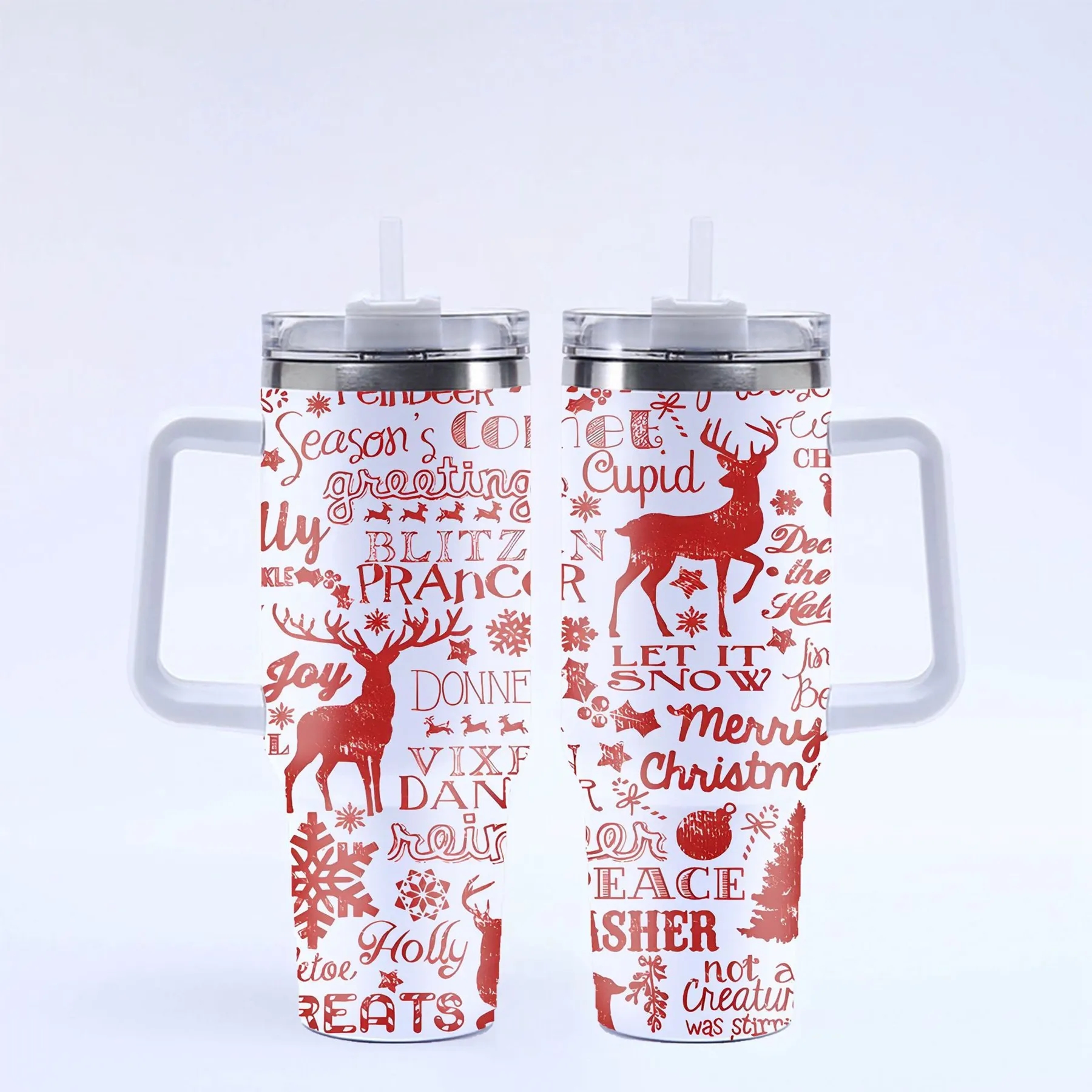 40 Oz. Christmas Theme Vacuum Tumbler with Lid and Straw 46