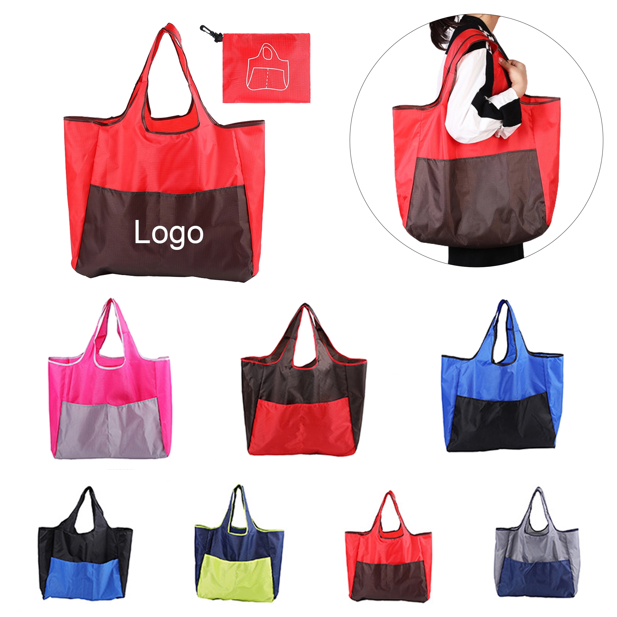 Reusable Foldable Shopping Bag, custom tote bag with logo imprint 1
