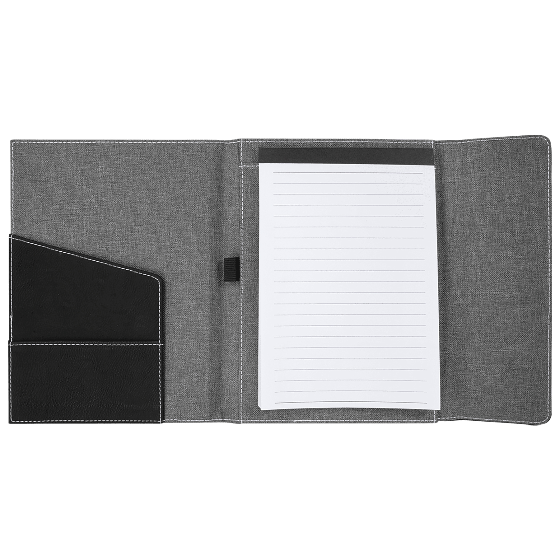 7" x 9" Black & Silver Leatherette & Gray Canvas Portfolio 3