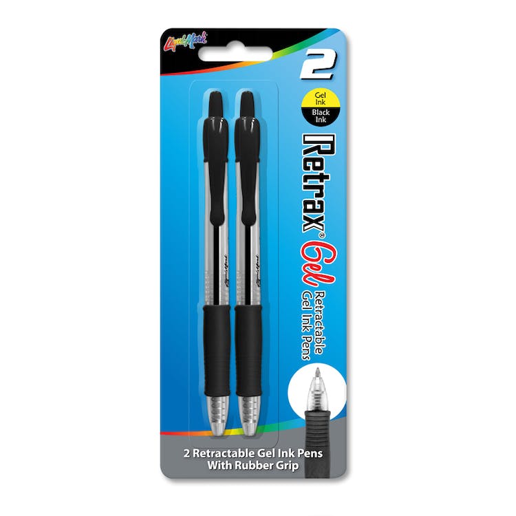 Gel Pens - Black Rubber Grip 2 Pack 2