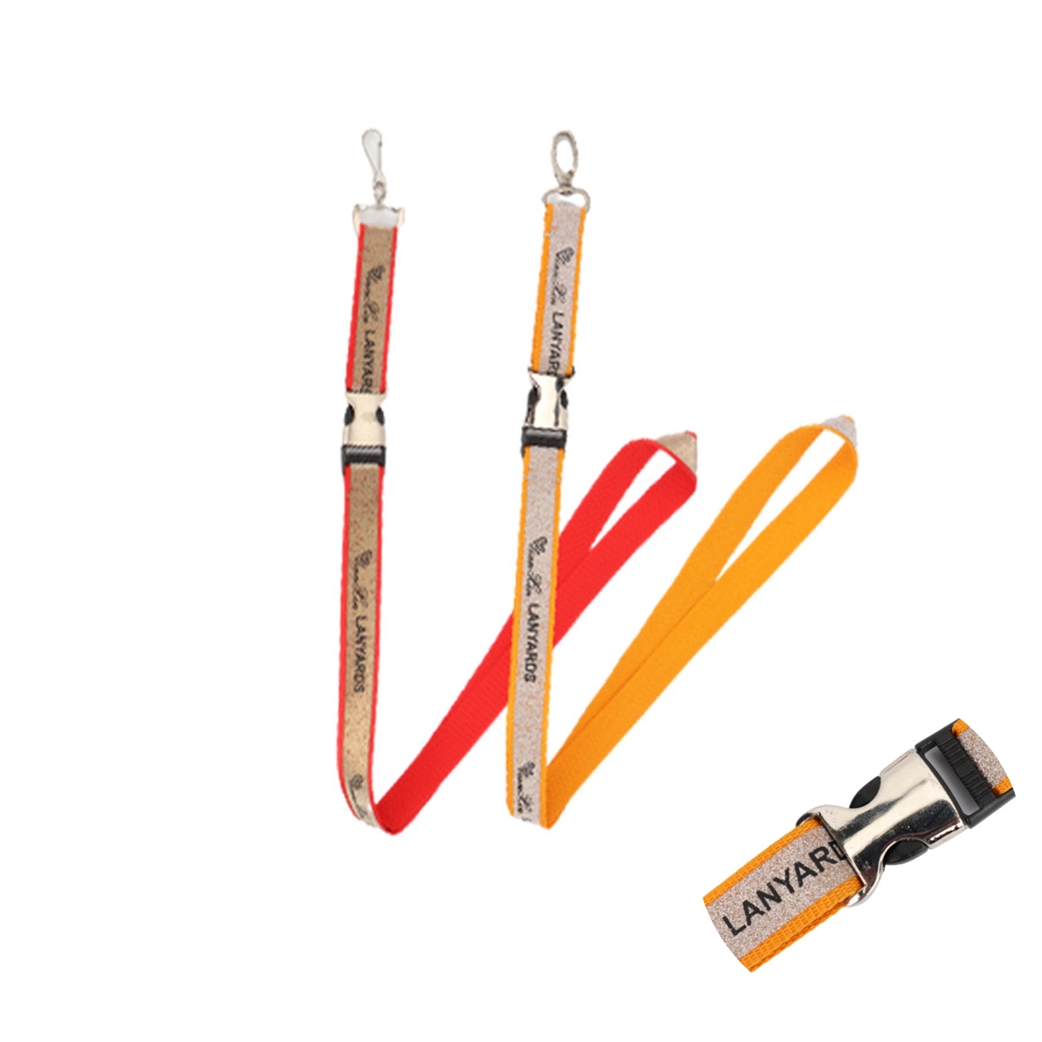 3/4" Glittered Lanyard W/ Oval Hook & Metal Release Buckle 3