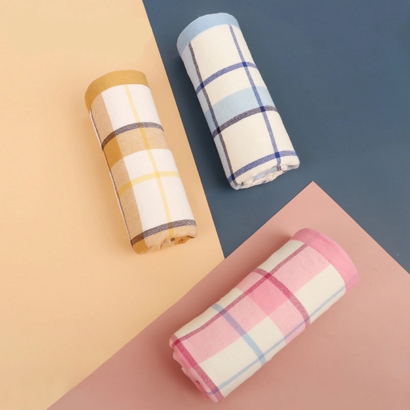 Custom Gift 100% Cotton Soft Plaid Hand & Face Towel 11