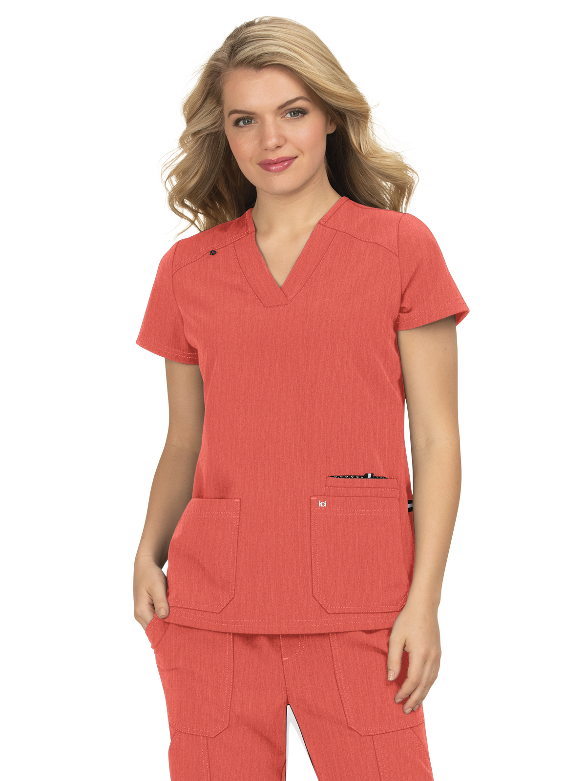 koi - Next Gen - Women's Three-Pocket Wide V-Neck Stretch Hustle and Heart Top 5