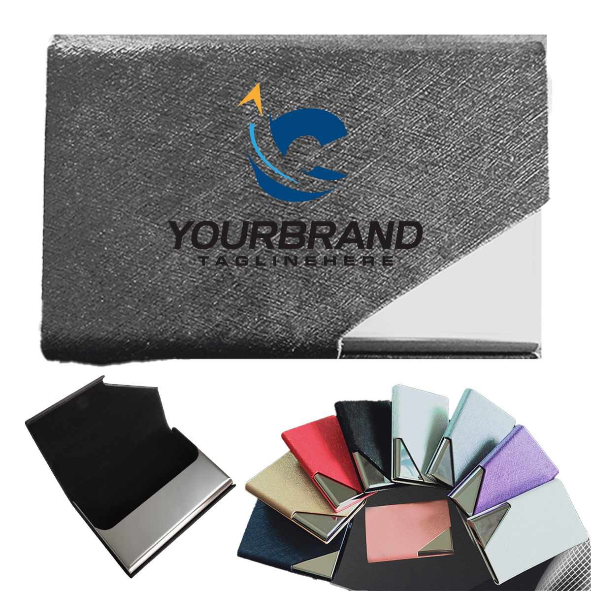 Business Stainless Steel Business Card Box PU Material 2