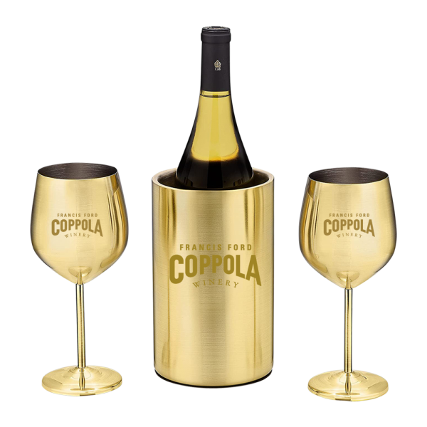 Stainless Steel Wine Chiller and Glass Set 2