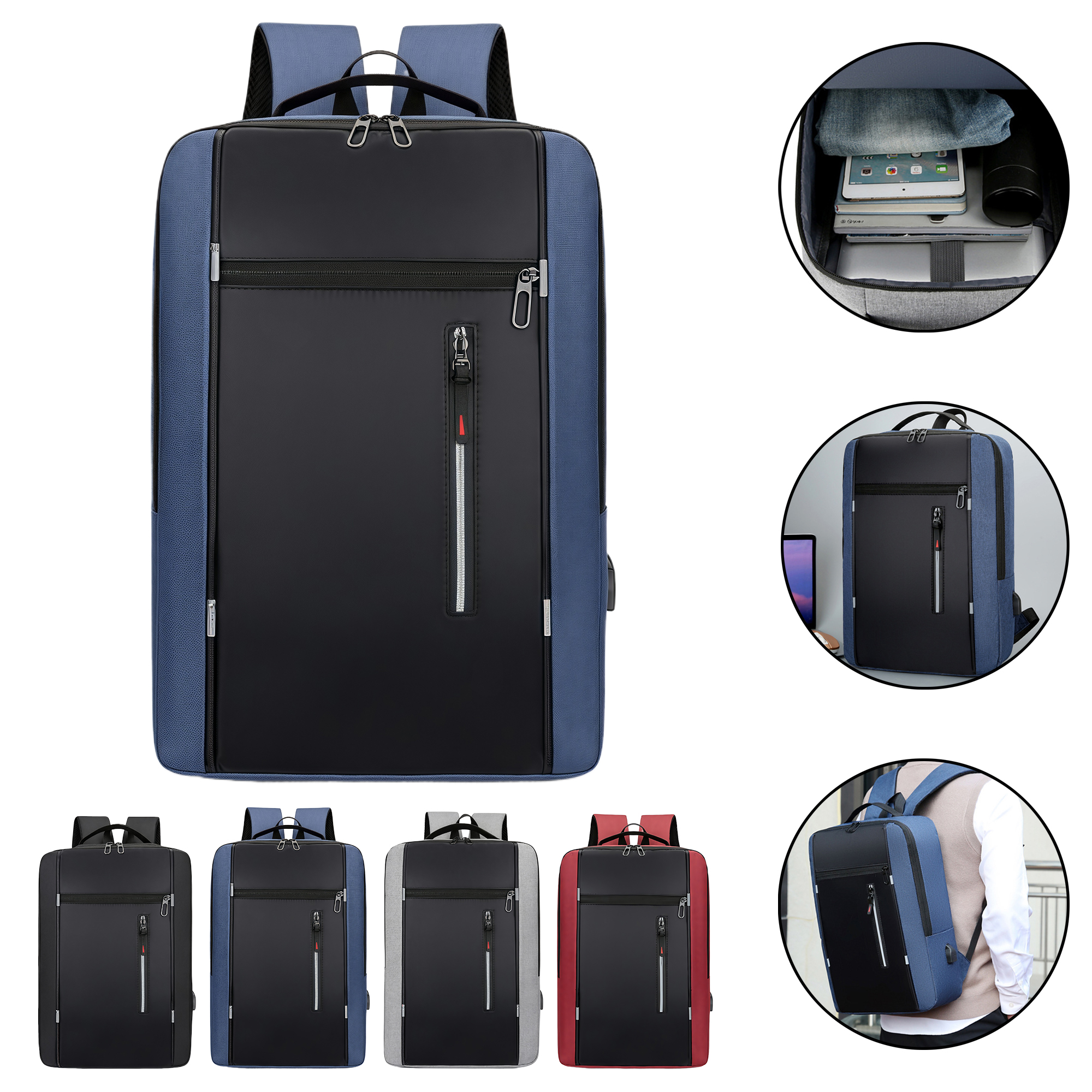 USB Charging Business Laptop Backpack for Men, Large Capacity Anti-Splash Student Bookbag. 4