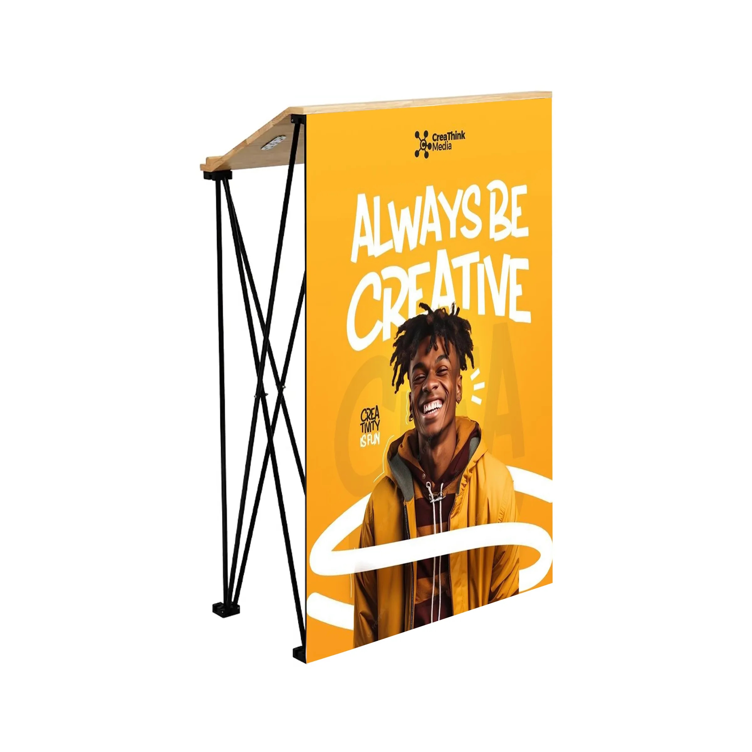 Angled Wide Portable Podium Kit - Banner + Hardware