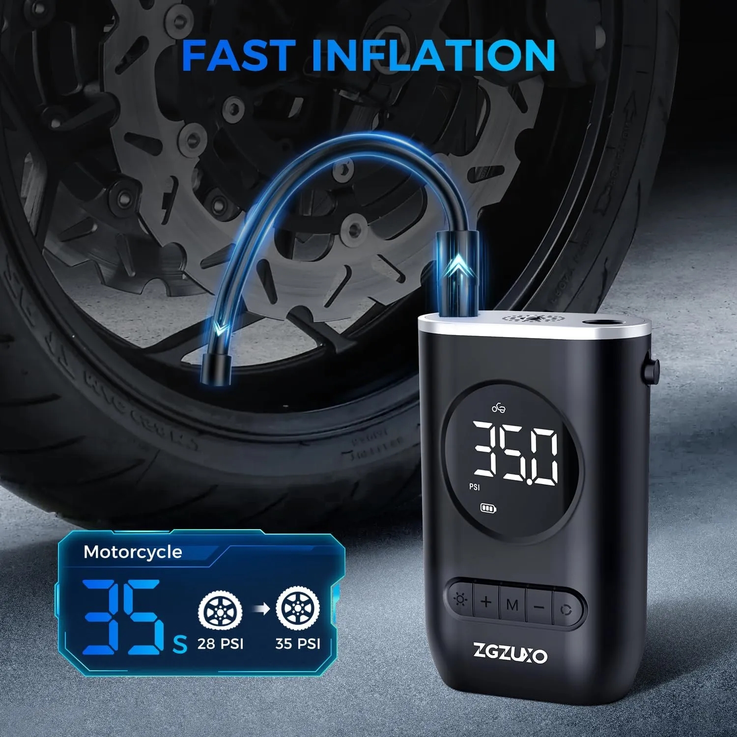 150PSI Cordless Air Pump for Car Tires with LED Light 4