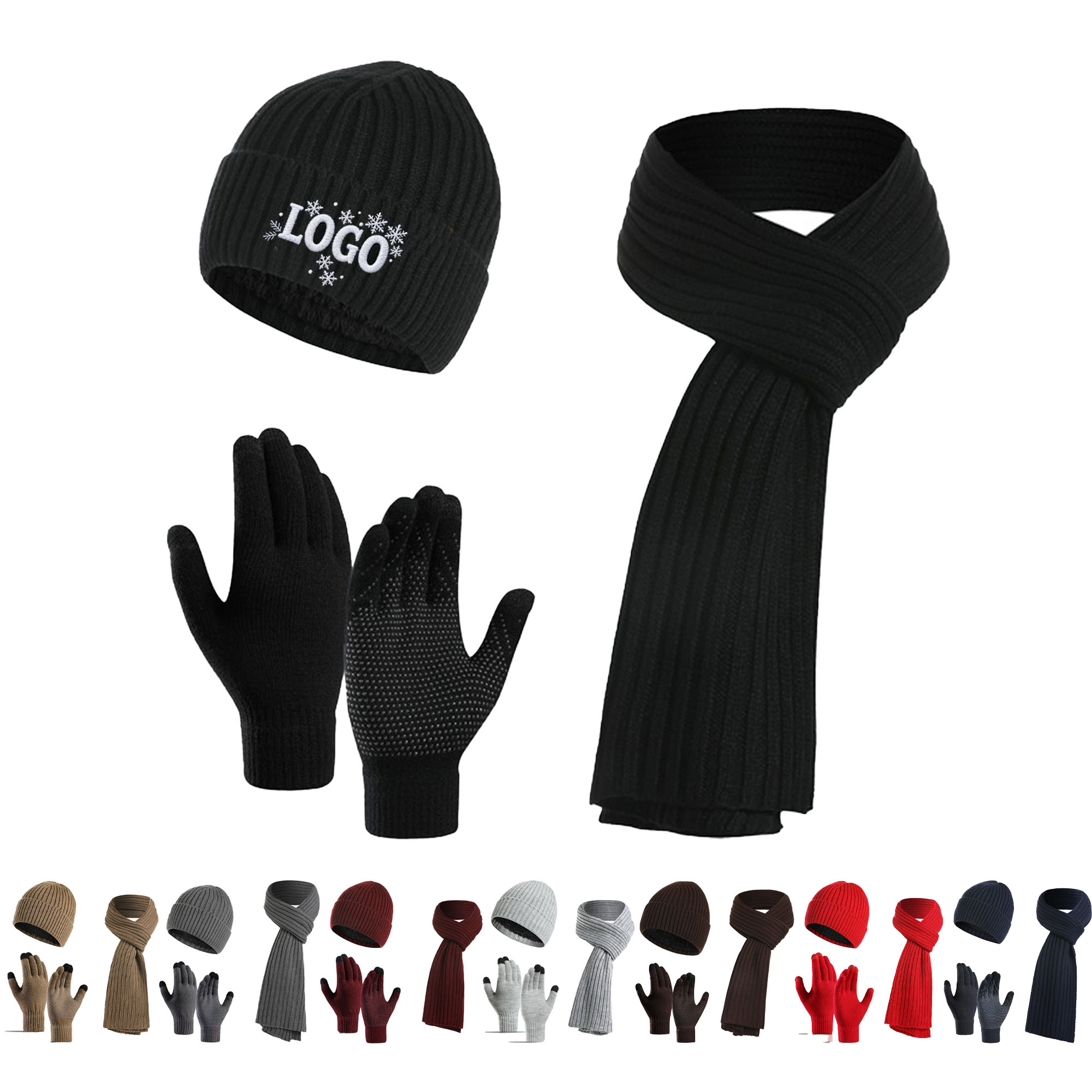 Acrylic Warm Hat Scarf Gloves Ensemble 2