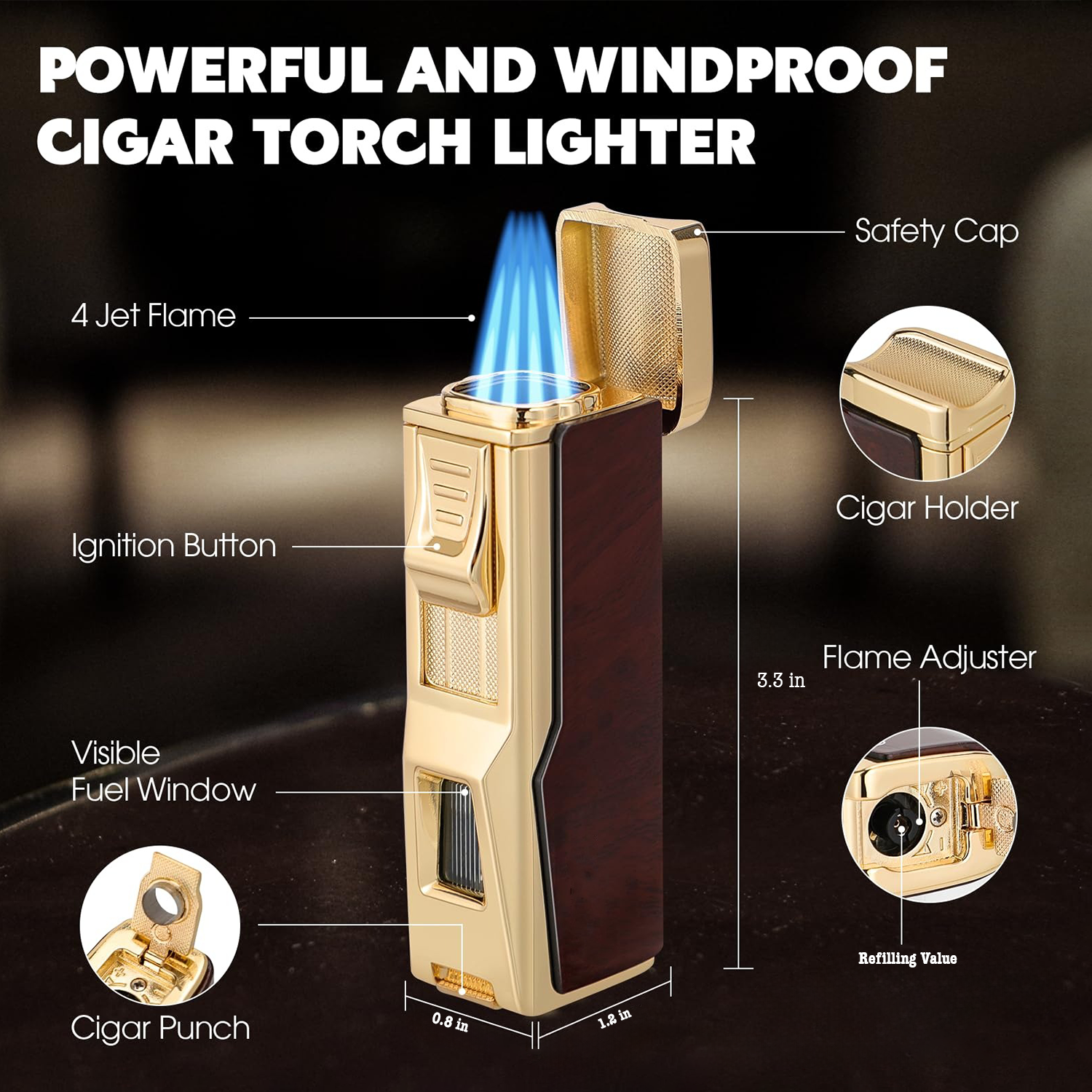 PU Leather Cigar Humidor Box with Lighter and Humidifier Set 3