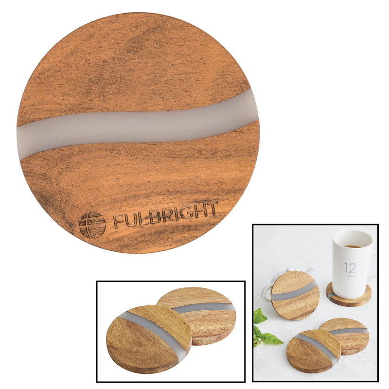Acacia Wood & Resin Coaster 1