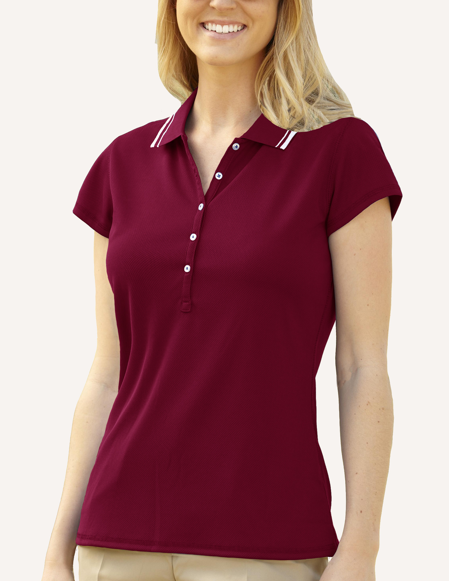 Ladies' Pacifica Birds Eye Solid Polo Shirt 11
