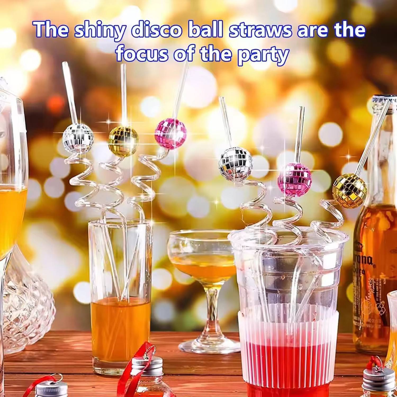 Disco Mirror Ball Plastic Straw 18