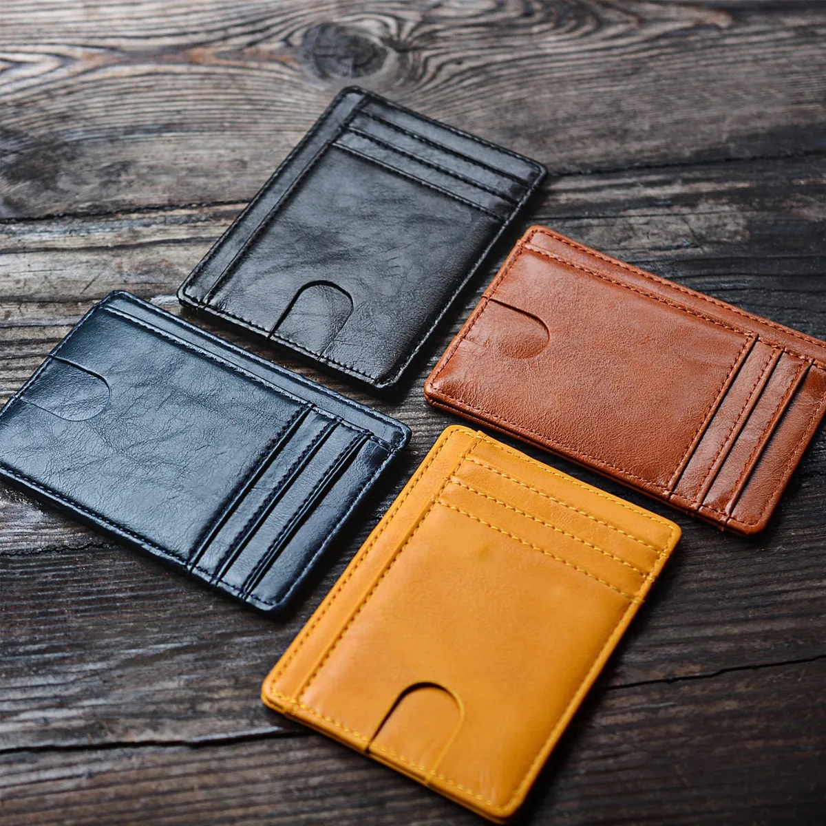 Slim Front Pocket RFID Blocking Leather Wallets Card Holder 4