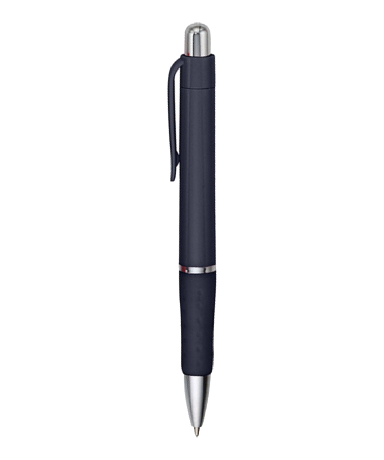 Union Printed - Rigid - Solid Colored Ballpoint Click Pen with Matching Rubber Grip 11